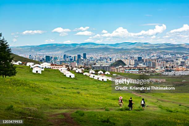 view of ulaanbaatar city, mongolia. - ulaanbaatar stockfoto's en -beelden