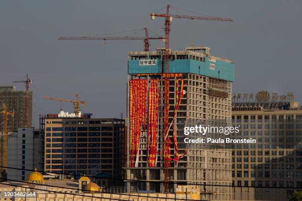 Large city developed by Chinese is seen under construction in Sihanoukville, Cambodia on February 16, 2020. Chinese are permanently changing the...