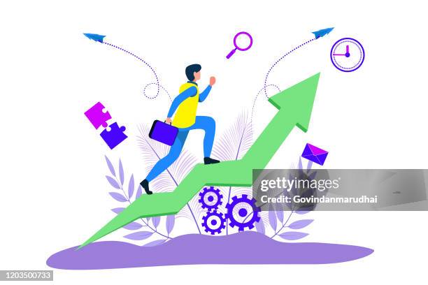 running towards the goal. business vector illustration - try scoring stock illustrations