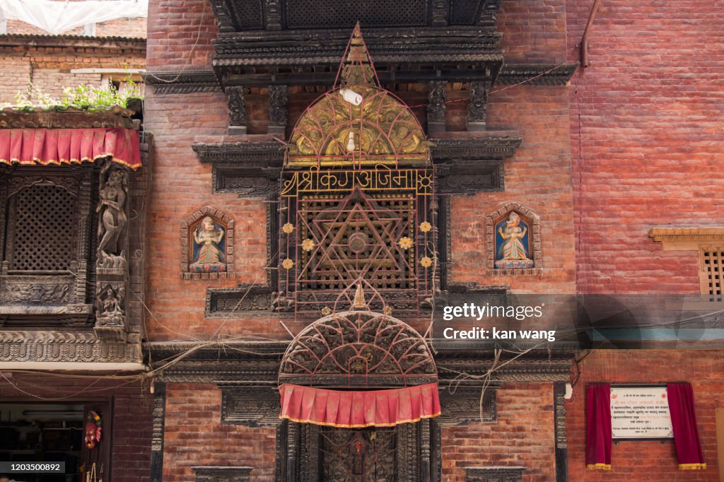 The Kumari Ghar, house of royal Kumari in Kathmandu the capital cities of Nepal. - stock photo