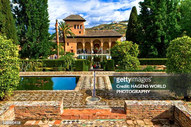 alhambra garden - granada spanje stockfoto's en -beelden