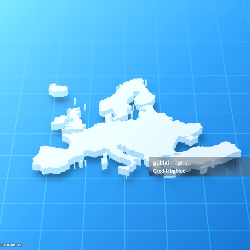 Europa 3D Karte auf blauem Hintergrund