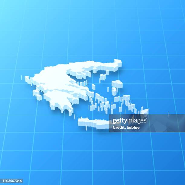 greece 3d map on blue background - greece map stock illustrations