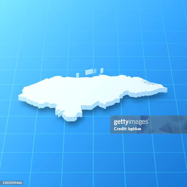 honduras 3d map on blue background - isometric grid stock illustrations