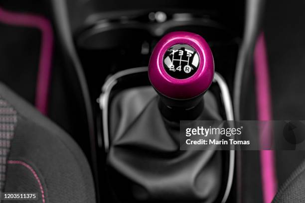 modern car gearbox lever - magenta car stock pictures, royalty-free photos & images
