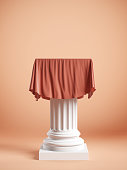 Column covered with pink silk cloth. Clipping path included.