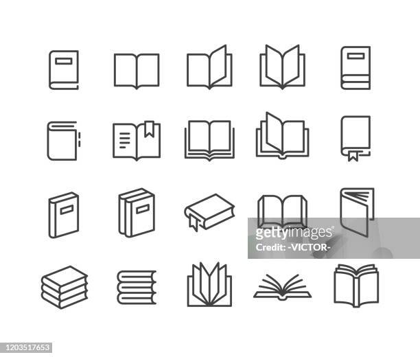 stockillustraties, clipart, cartoons en iconen met boek iconen - classic line series - boek