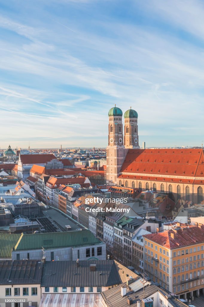 Marienplatz in Munich with old town hall and Frauenkirche.