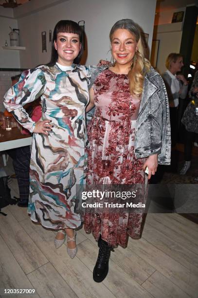 Vreni Frost and Caterina Pogorzelski attend the "Glanz & Gloria" Vreni Frost book launch on February 26, 2020 in Berlin, Germany.