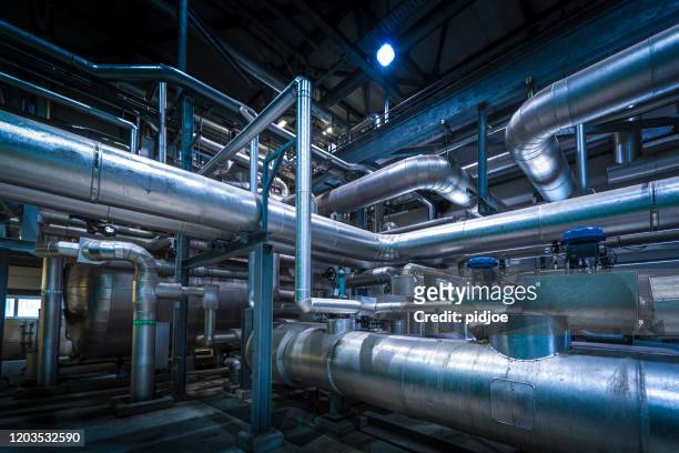 detail of chemical plant - oil refinery imagens e fotografias de stock