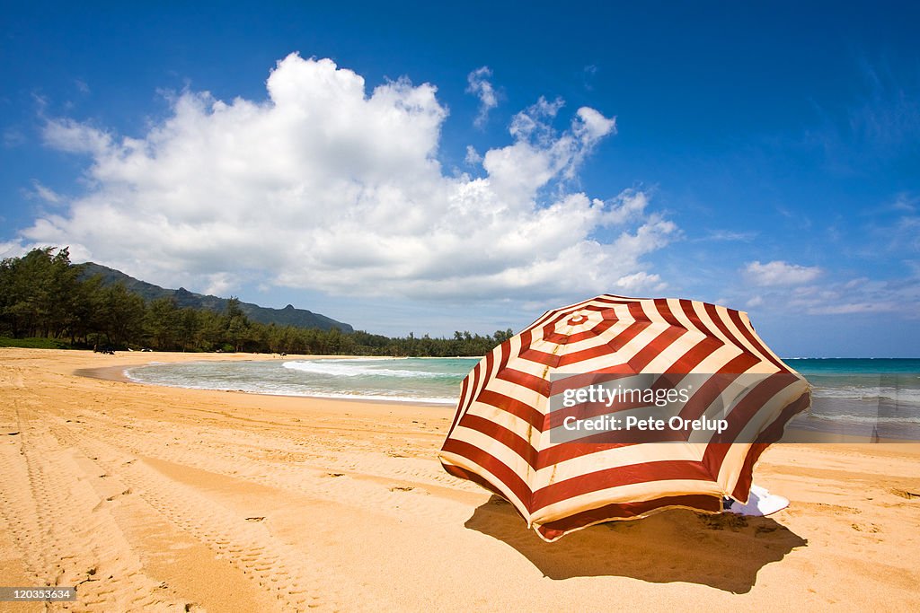 Red striped umbrella