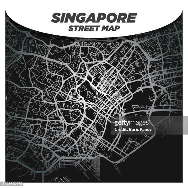 シンガポールのダウンタウンcbd地区のモダンでエレガントでファンシーな街の街の地図 - 都市乱開発点のイラスト素材／クリップアート素材／マンガ素材／アイコン素材