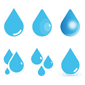 Water Drop Icon Set. Raindrop Vector Illustration on White Isolated Background. Flat and Gradient Style.