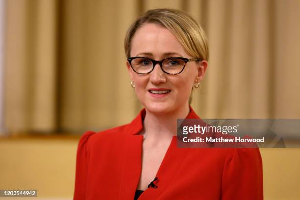 British Labour leadership candidate Rebecca Long-Bailey poses for a photograph during the Labour Leadership Hustings at Cardiff City Hall on February...