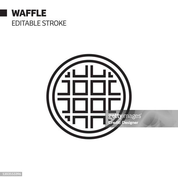 waffle line icon, outline vector symbol illustration. pixel perfect, editable stroke. - waffle stock illustrations