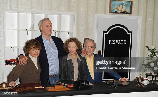 Prunella Scales, John Cleese, Connie Booth and Andrew Sachs attend G.O.L.D.'s "Fawlty Towers" relaunch on May 6, 2009 in London, England.