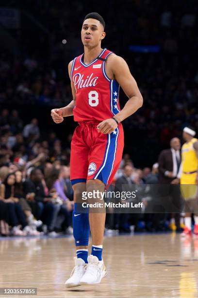Zhaire Smith of the Philadelphia 76ers in action against the Los Angeles Lakers at the Wells Fargo Center on January 25, 2020 in Philadelphia,...