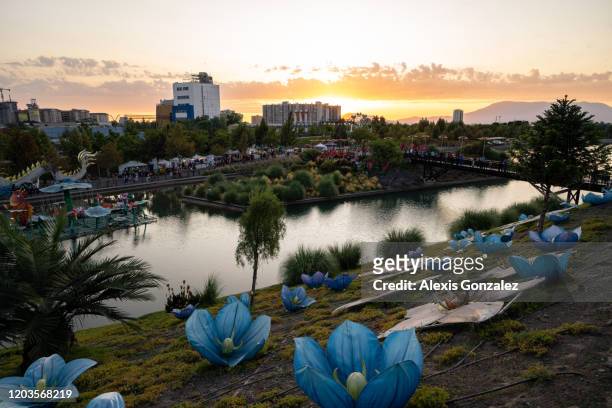 chinese lantern festival in santiago de chile - santiago chile sunset stock pictures, royalty-free photos & images