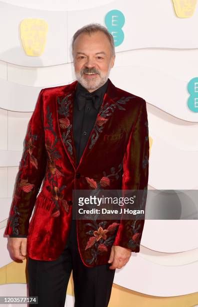 Graham Norton attends the EE British Academy Film Awards 2020 at Royal Albert Hall on February 02, 2020 in London, England.