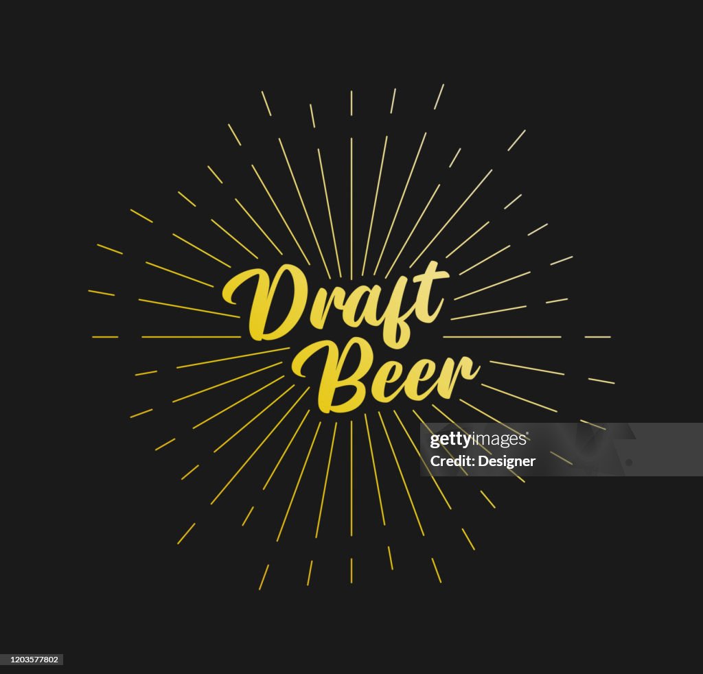 Draft Beer. Sunburst Line Rays. For Greeting Card, Poster and Web Banner. Vector Illustration, Design Template.