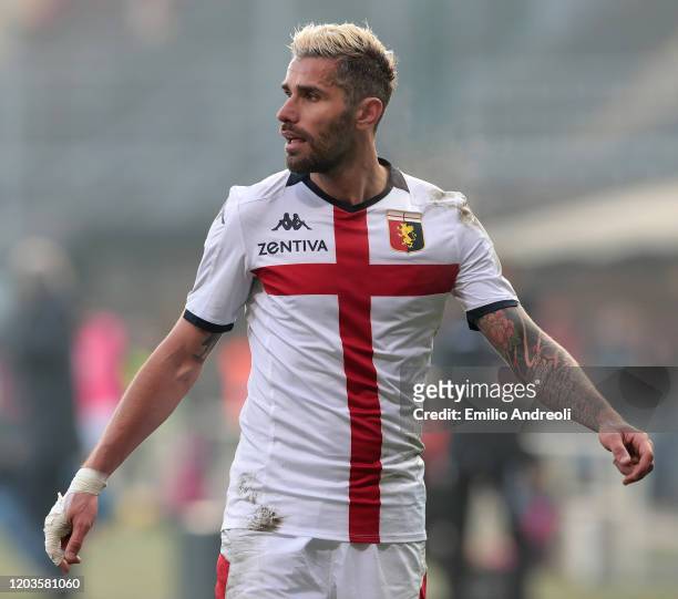 Valon Behrami of Genoa CFC looks on during the Serie A match between Atalanta BC and Genoa CFC at Gewiss Stadium on February 2, 2020 in Bergamo,...