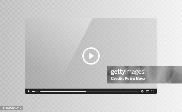 realistic video player glass screen isolated on transparent background. vector illustration - video camera screen stock illustrations