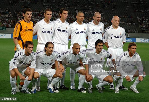 Real Madrid players Michael Owen, Michel Salgado, Roberto Carlos, Raul Gonzales, David Backham, Iker Casillas, Ivan Helguera, Ronaldo, Francisco...