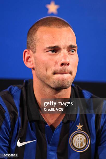 Wesley Sneijder of Inter Milan attends a NIKE commercial event on August 4, 2011 in Beijing, China.