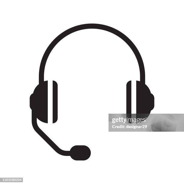 ilustraciones, imágenes clip art, dibujos animados e iconos de stock de auriculares y auriculares con un diseño de icono de micrófono. - auriculares aparato de información