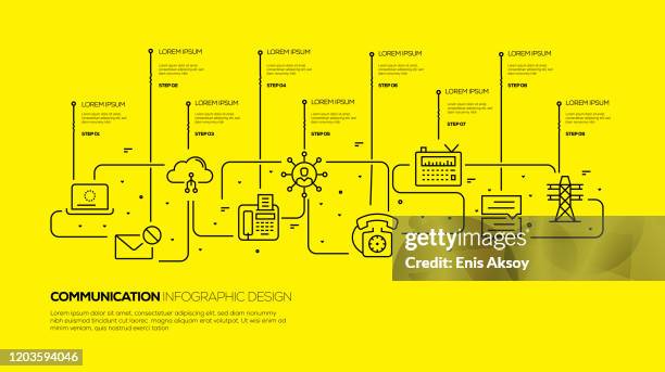 communication infographic template - laptop color background stock illustrations