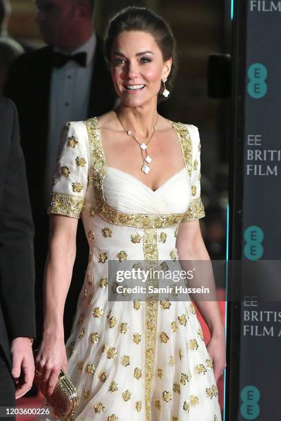 Catherine, Duchess of Cambridge attends the EE British Academy Film Awards 2020 at Royal Albert Hall on February 02, 2020 in London, England.