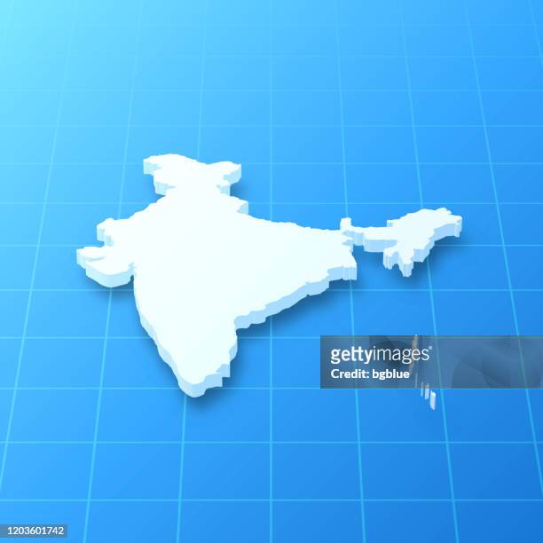 india 3d map on blue background - india stock illustrations