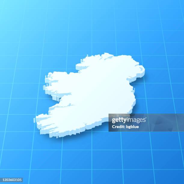 irland 3d karte auf blauem hintergrund - dublin irland stock-grafiken, -clipart, -cartoons und -symbole