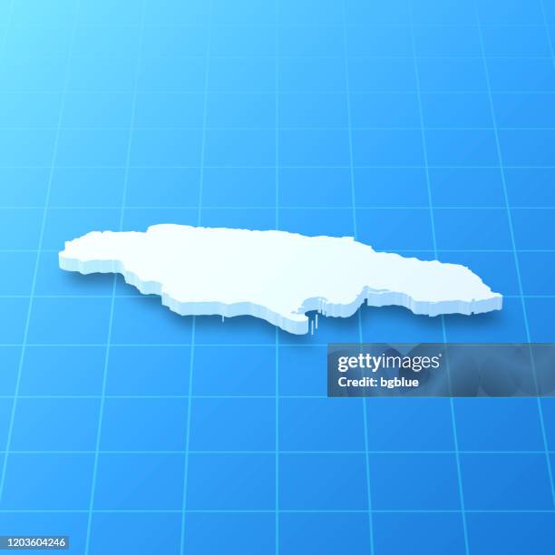 jamaica 3d map on blue background - kingston jamaica stock illustrations