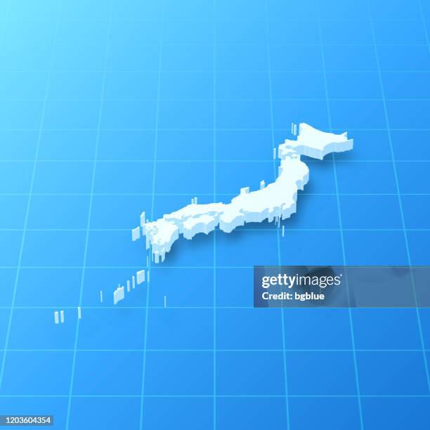 japan 3d map on blue background - japan map stock illustrations