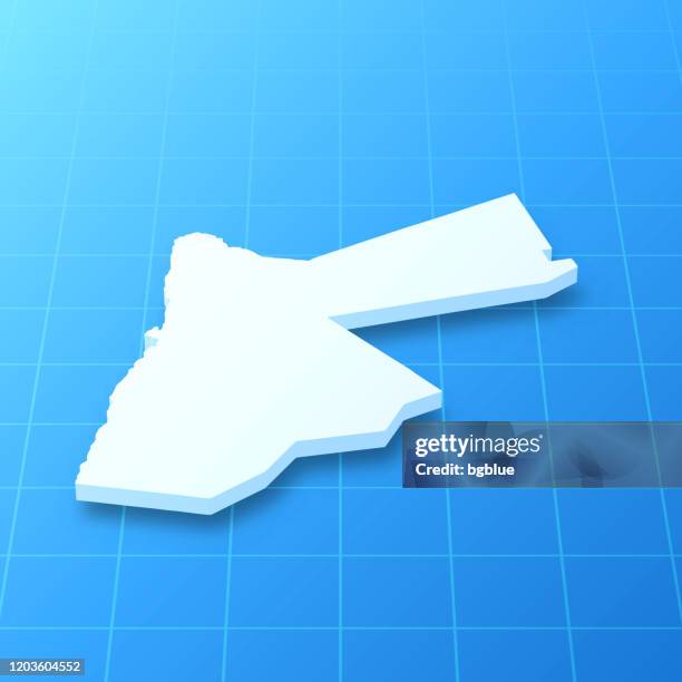 jordan 3d map on blue background - jordan pic stock illustrations