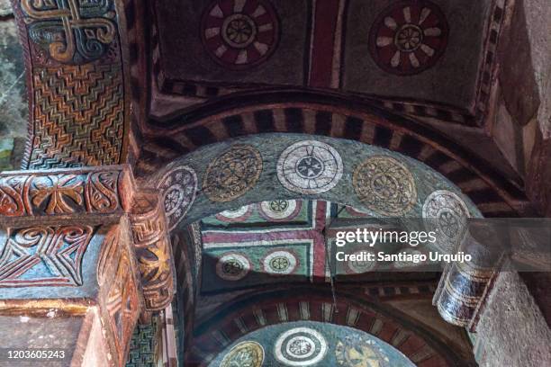 frescos in orthodox rock-hewn bet maryam church - ethiopian orthodox church stock pictures, royalty-free photos & images