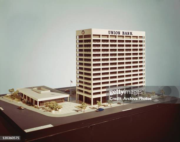Architectural model of union bank against white background News Photo ...