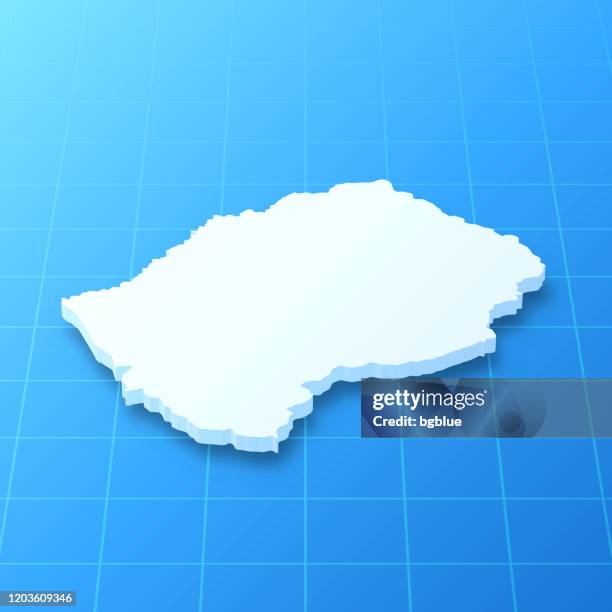 ilustraciones, imágenes clip art, dibujos animados e iconos de stock de mapa 3d de lesotho sobre fondo azul - lesotho map