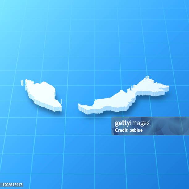 malaysia 3d map on blue background - malaysia map stock illustrations