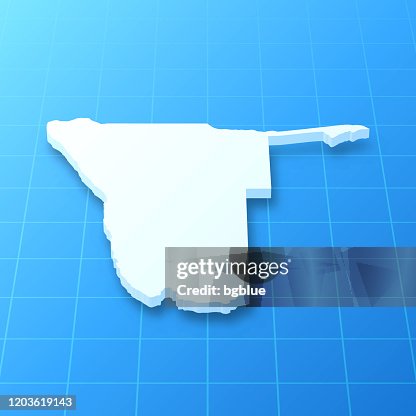 納米比亞 3D 地圖在藍色背景 納米比亞 3D 地圖在藍色背景