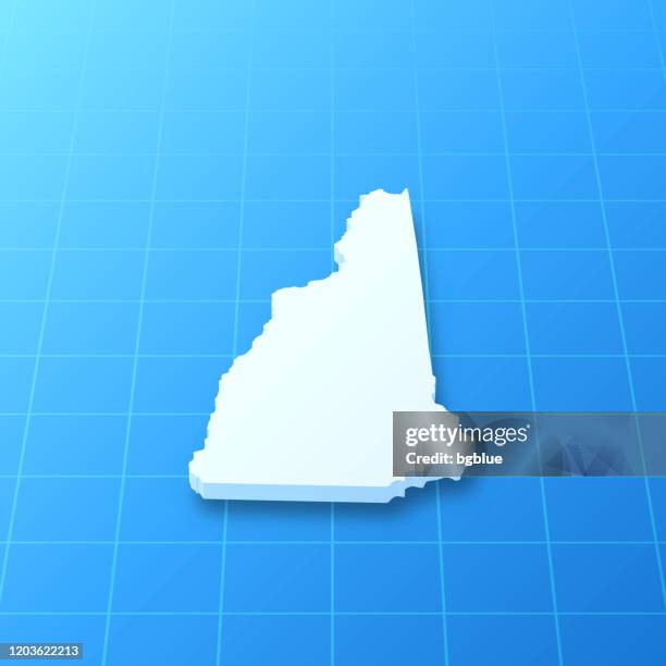 new hampshire 3d map on blue background - concord new hampshire stock illustrations