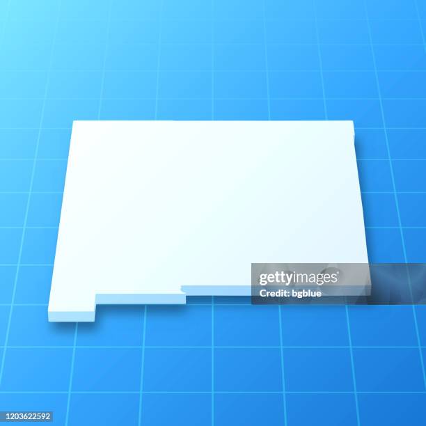 new mexico 3d map on blue background - albuquerque stock illustrations