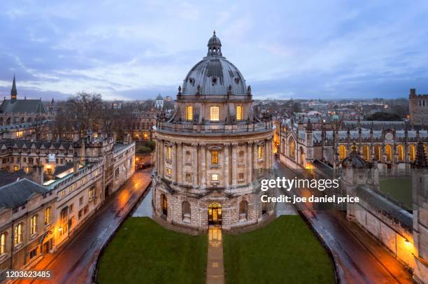 blue hour, radcliffe camera, oxford, england - oxford stock-fotos und bilder