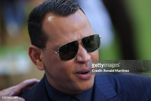 Former baseball player Alex Rodriguez looks on before Super Bowl LIV at Hard Rock Stadium on February 02, 2020 in Miami, Florida.