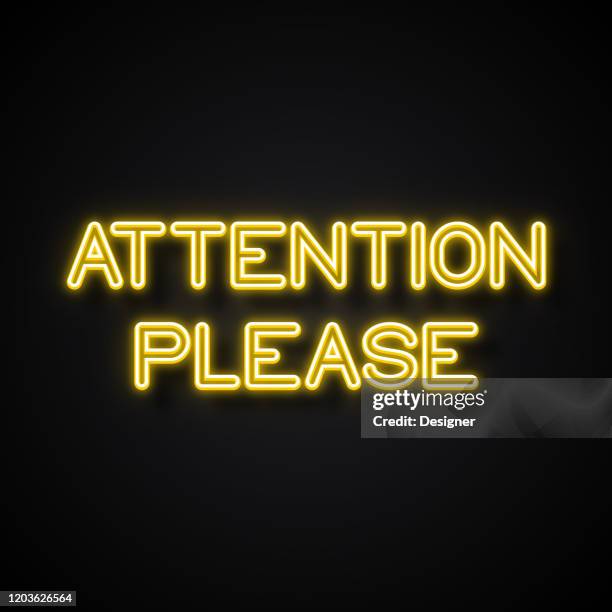 attention please text neon style, design elements - pleading stock illustrations