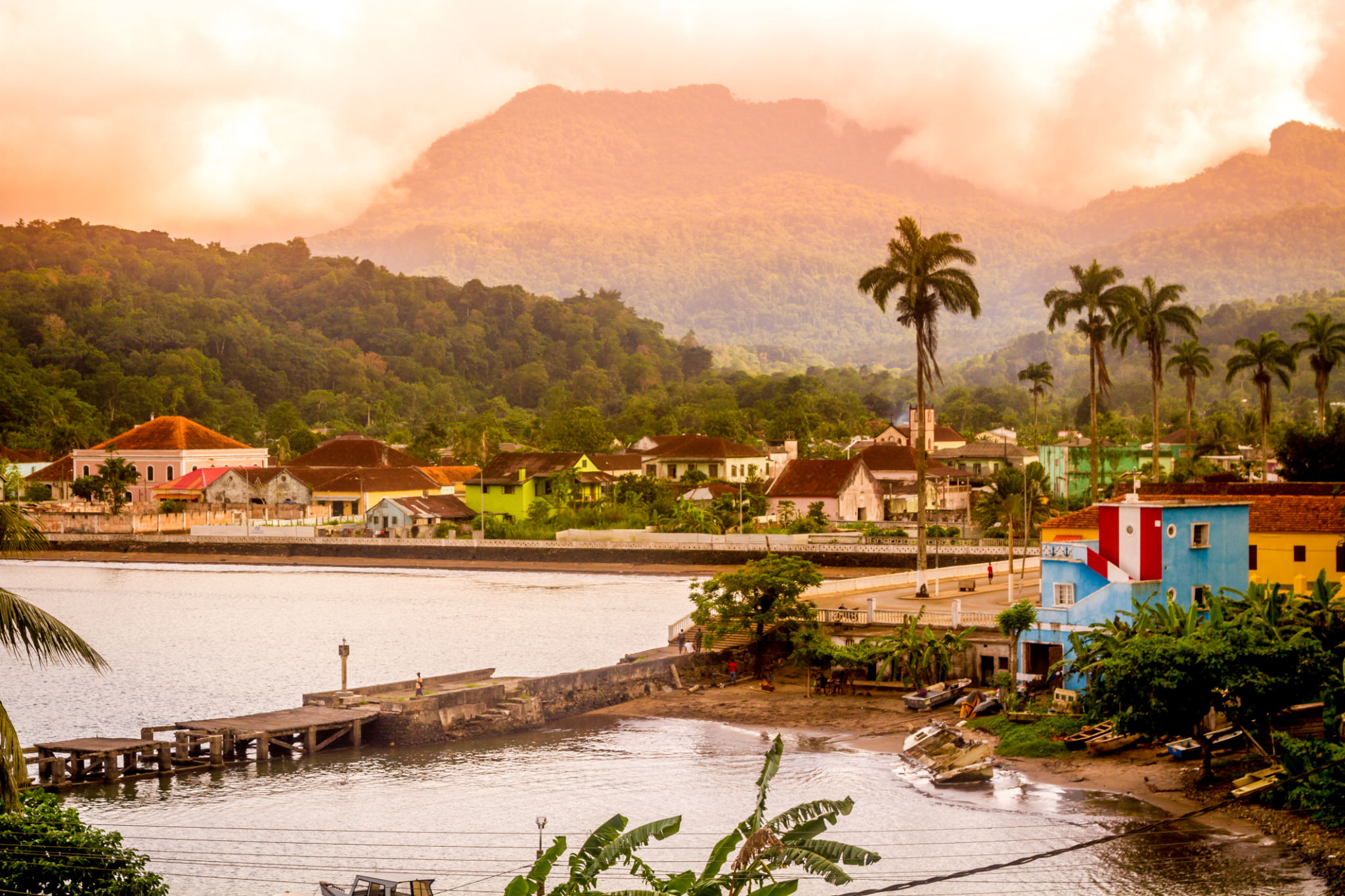 Sunset in Santo Antonio, capital of Principe Sunset in Santo Antonio, capital of Principe