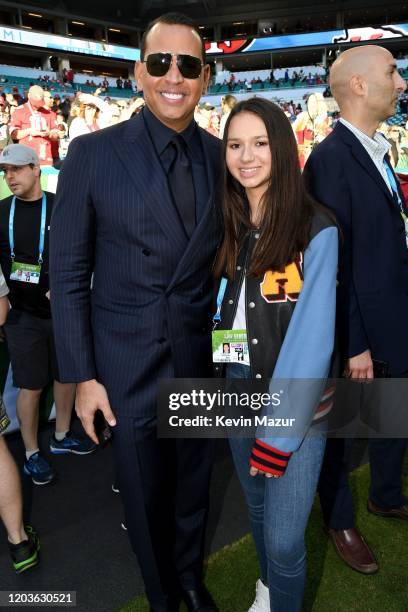 Alex Rodriguez and Natasha Alexander Rodriguez attend Super Bowl LIV at Hard Rock Stadium on February 02, 2020 in Miami Gardens, Florida.