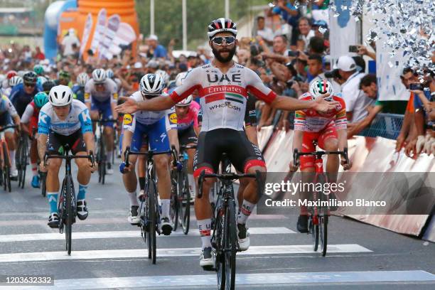 Arrival / Fernando Gaviria of Colombia and UAE Team Emirates / Celebration / Peter Sagan of Slovakia and Team Bora-Hansgrohe / José Álvaro Hodeg of...