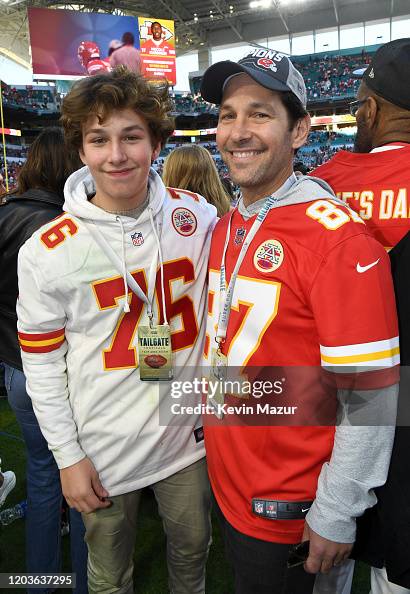 Jack Sullivan Rudd And Paul Rudd Attend The Super Bowl LIV Pregame At